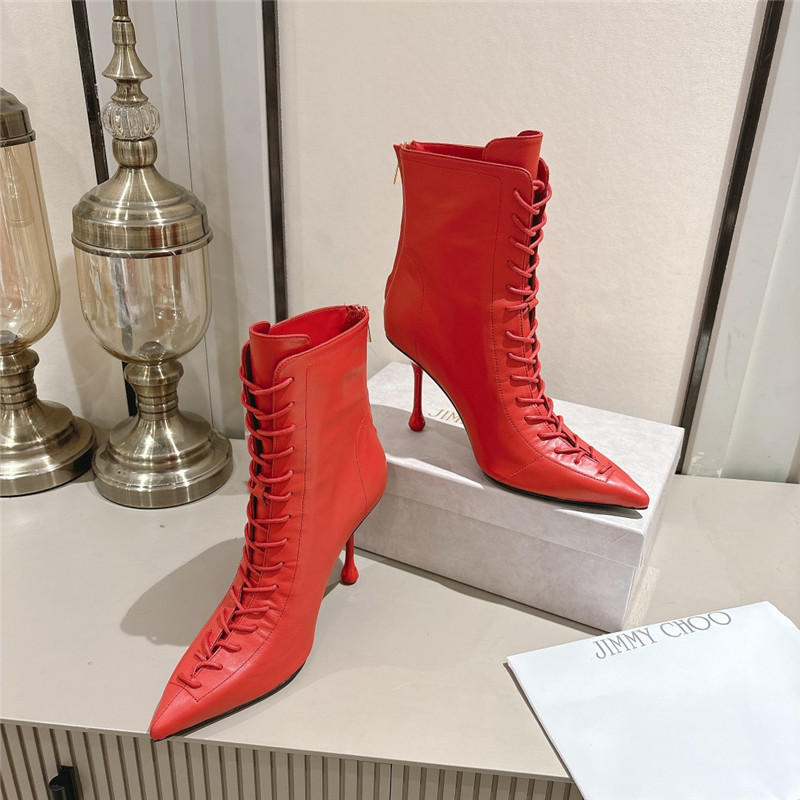 J1m*y Ch00 scarlett 95 red leather boots