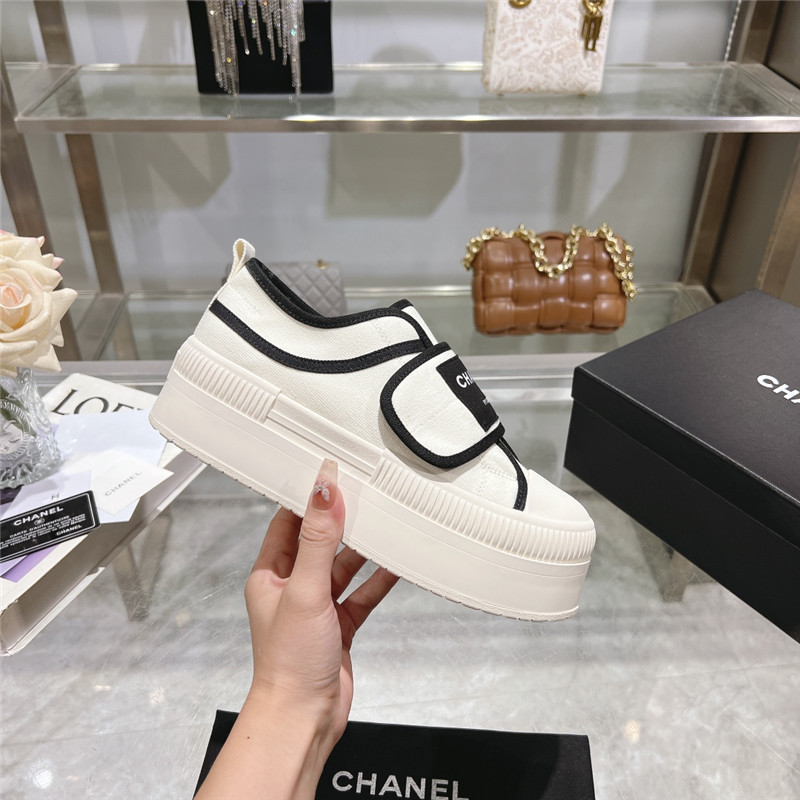 Ch**el white canvas velcro sneakers