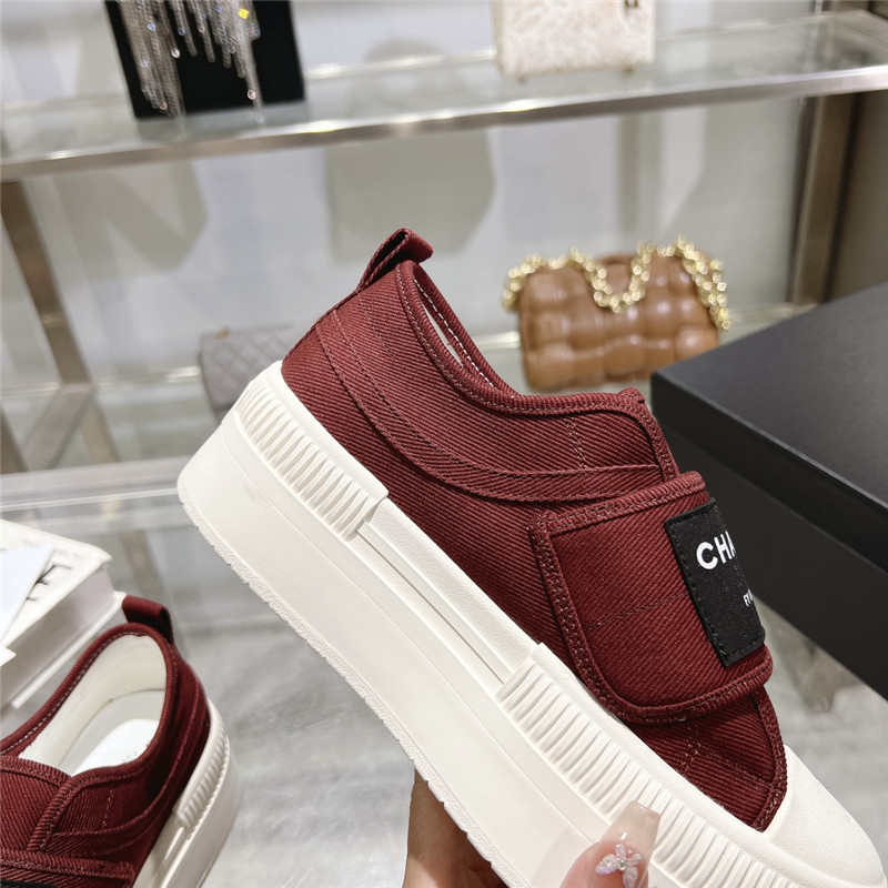 Ch**el canvas velcro sneakers red