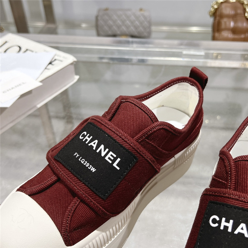 Ch**el canvas velcro sneakers red