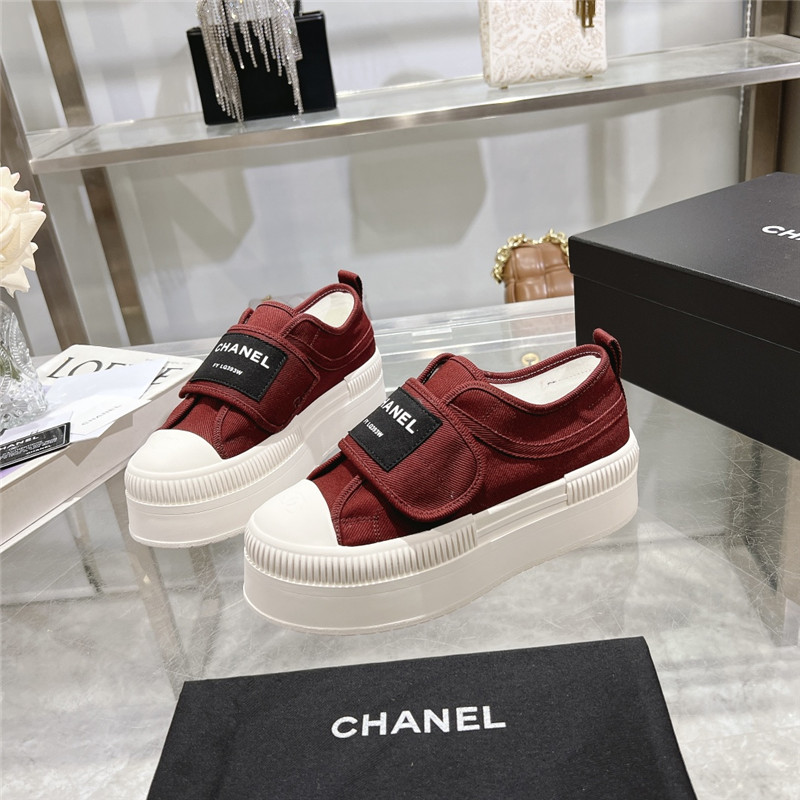 Ch**el canvas velcro sneakers red