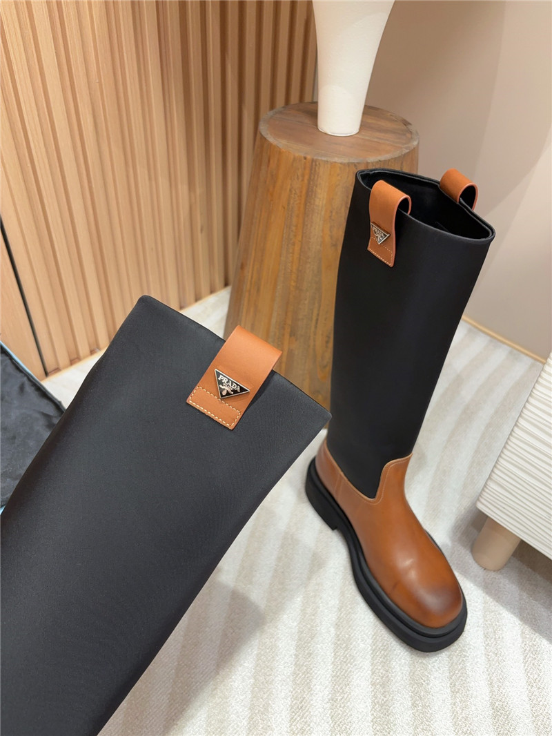 Pra*a re-nylon logo knee-high boots
