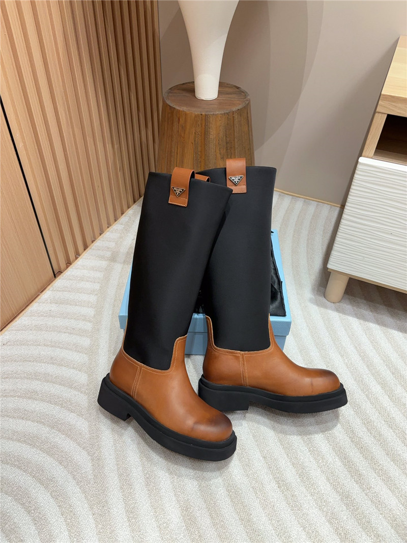 Pra*a re-nylon logo knee-high boots