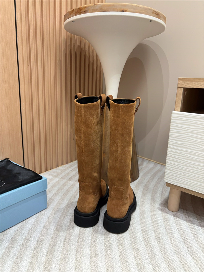 Pra*a brown suede high slip-on boots