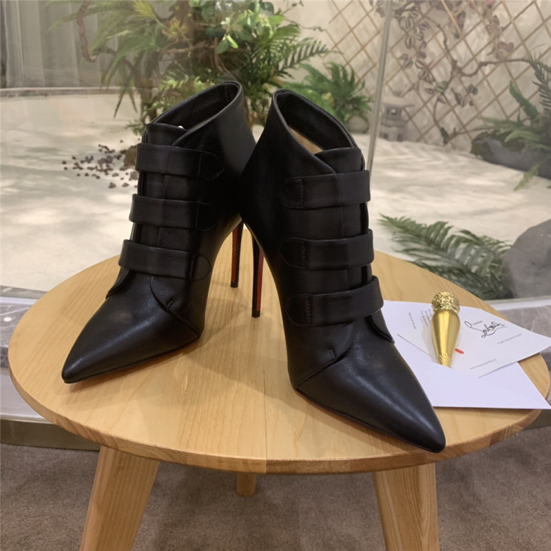 Chr1st1an louboutin black leather triniboot ankle boots