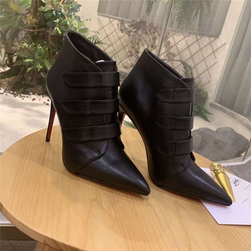 Chr1st1an louboutin black leather triniboot ankle boots
