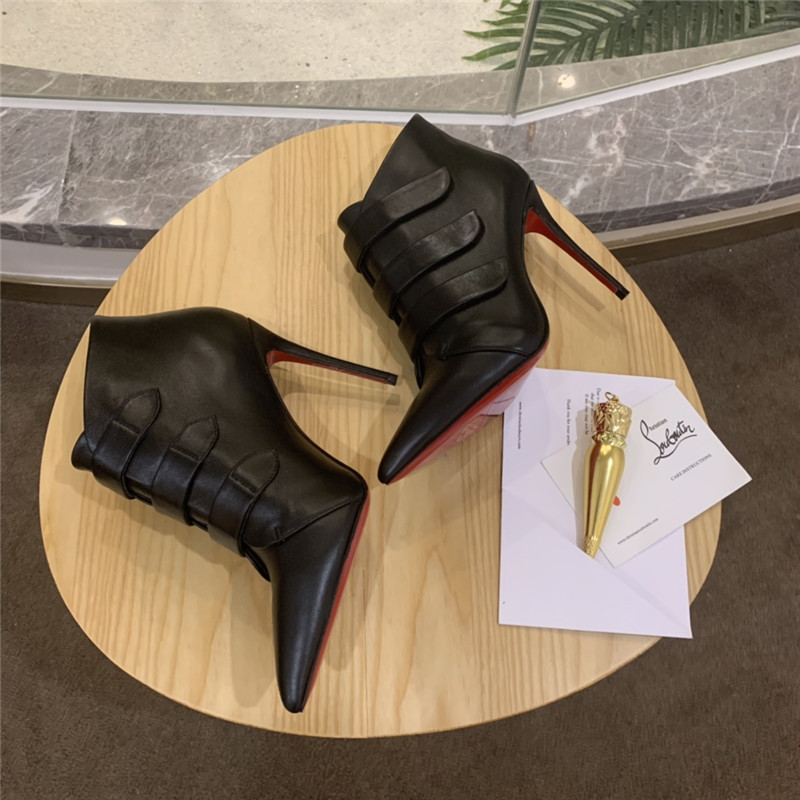 Chr1st1an louboutin black leather triniboot ankle boots