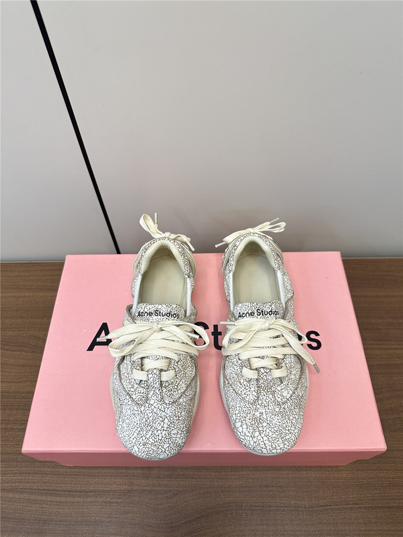Acne Studios Lace-up Leather Sneakers in White