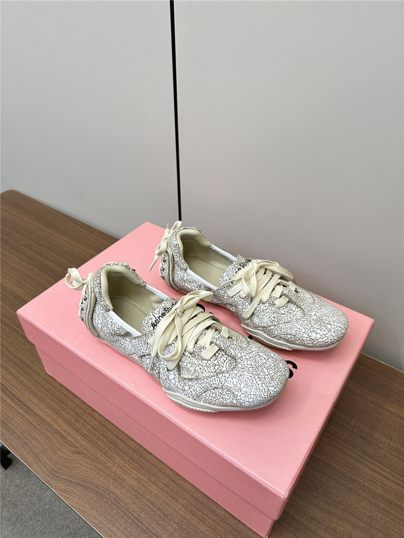 Acne Studios Lace-up Leather Sneakers in White