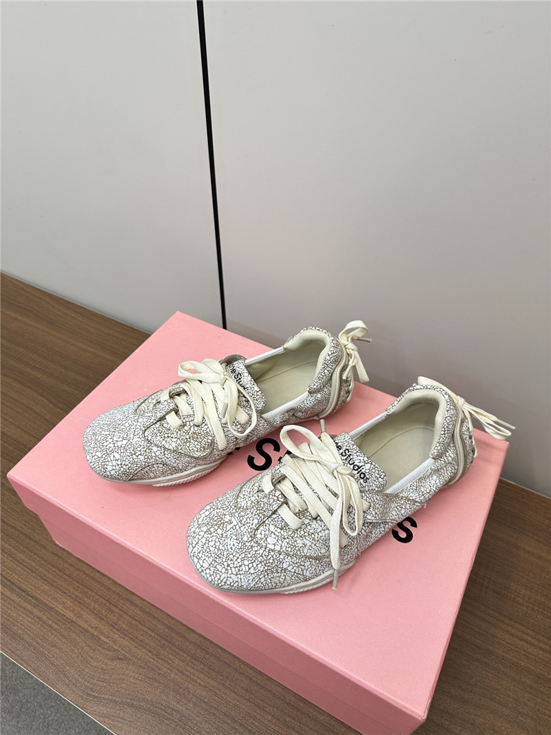 Acne Studios Lace-up Leather Sneakers in White