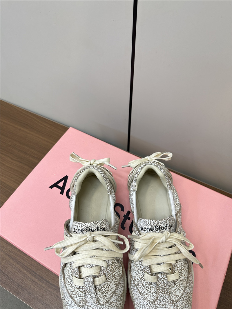 Acne Studios Lace-up Leather Sneakers in White