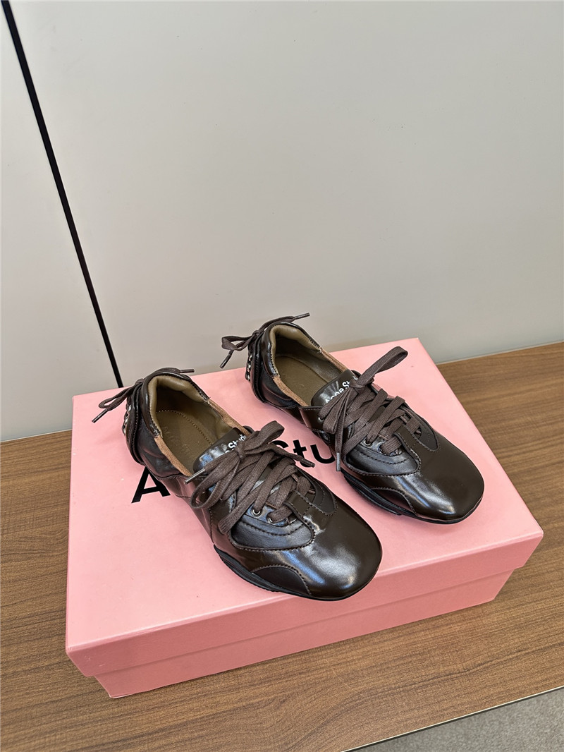 Acne Studios Brown Leather Lace-up Sneakers