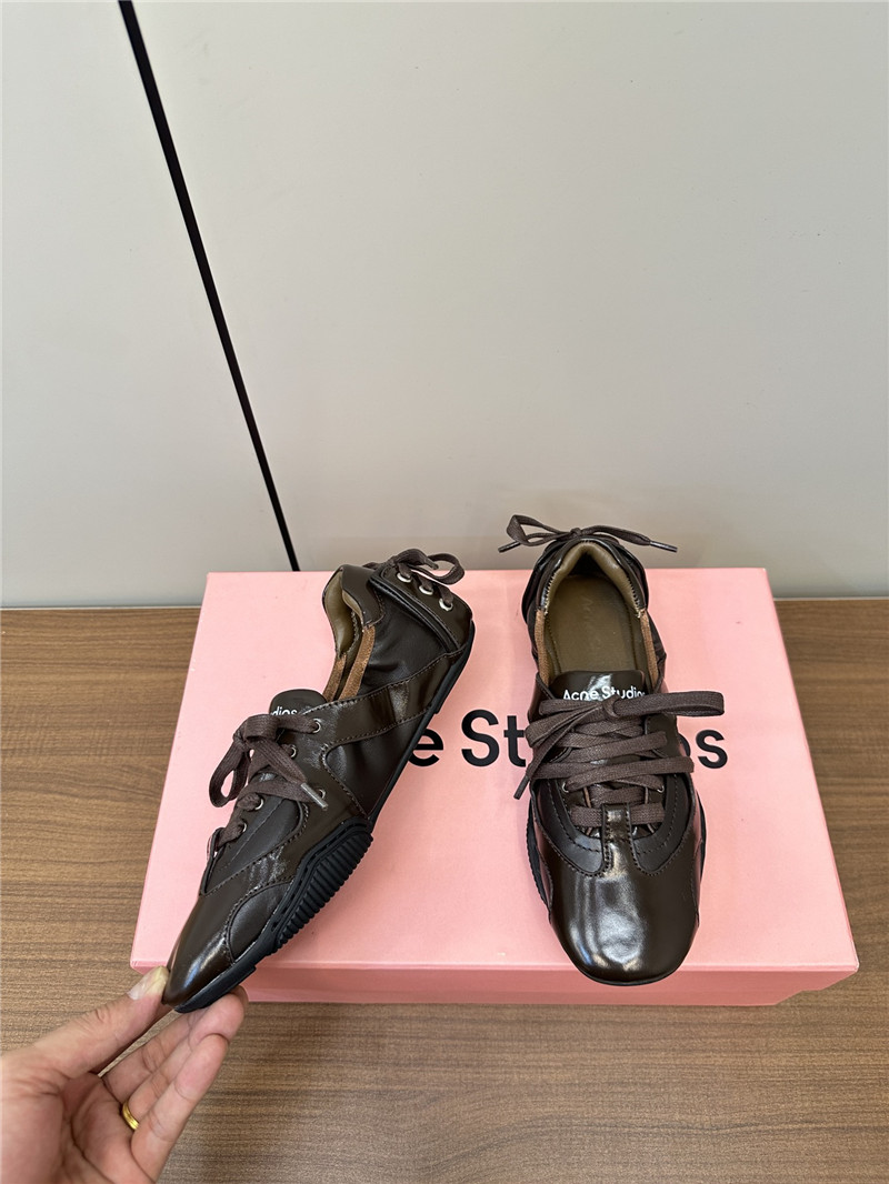 Acne Studios Brown Leather Lace-up Sneakers