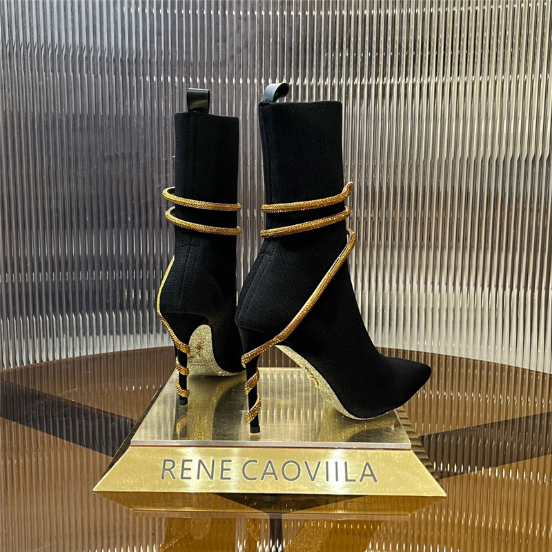 Rene Caovilla Black and Gold Margot Boots