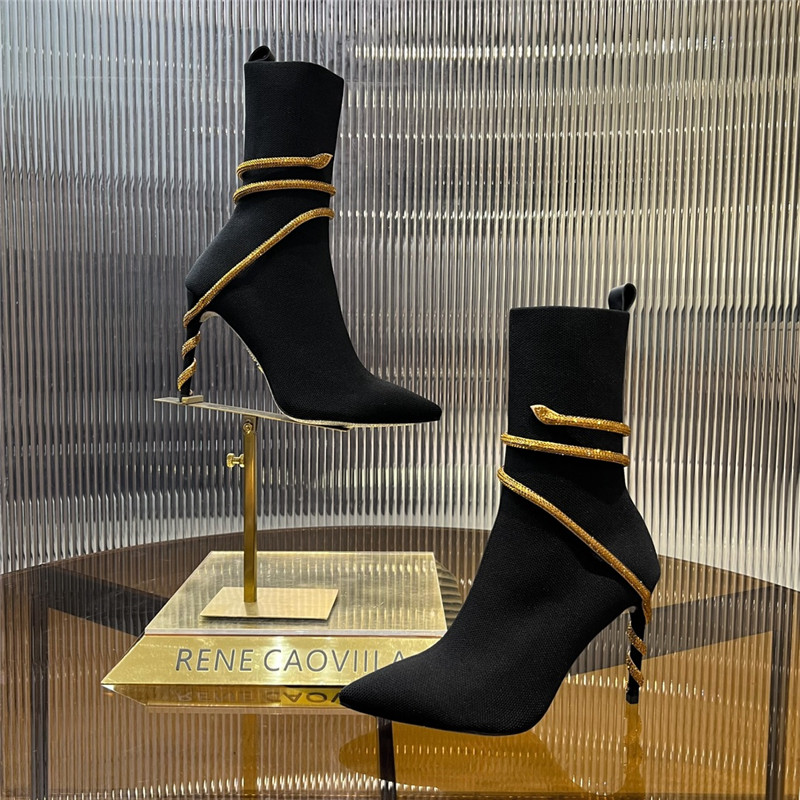 Rene Caovilla Black and Gold Margot Boots