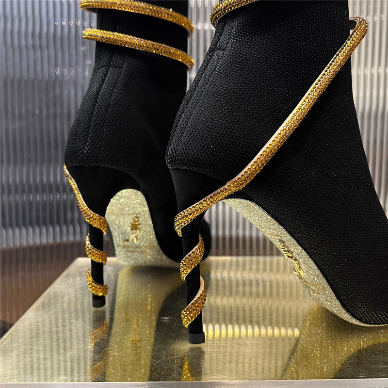 Rene Caovilla Black and Gold Margot Boots