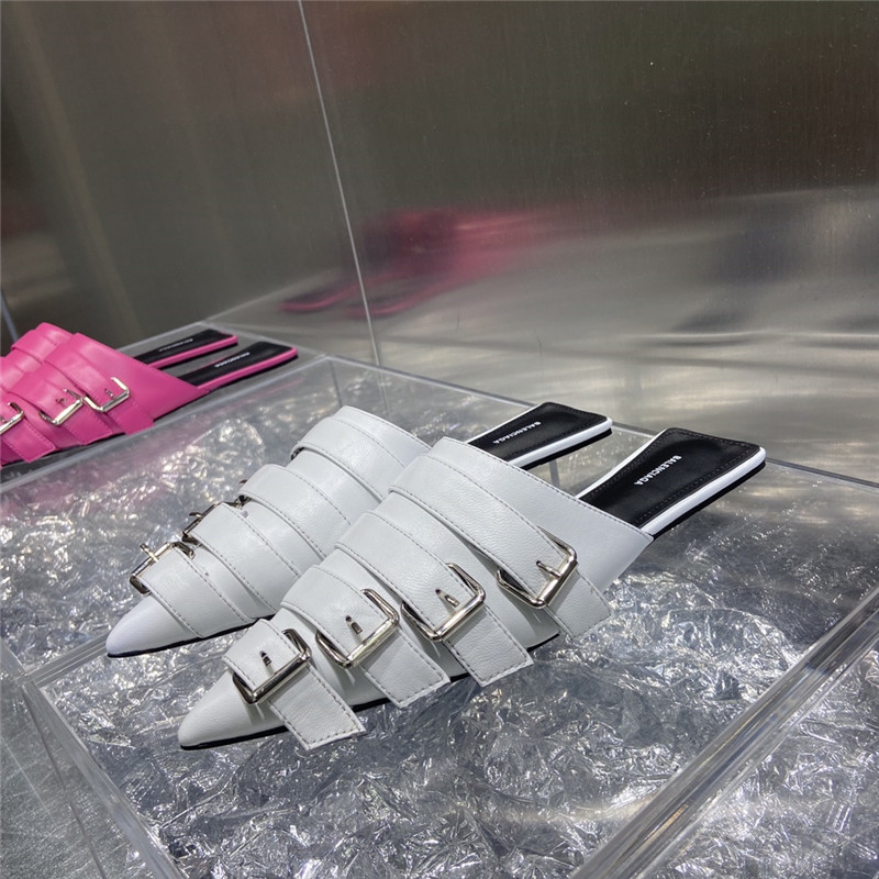 Ba1en*iaga white belt pointed toe mules