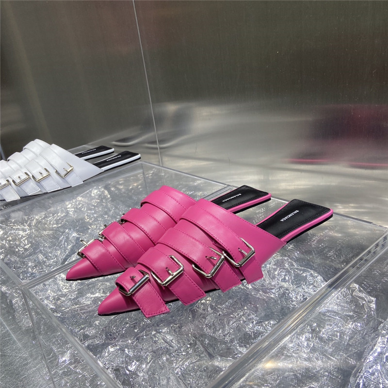 Ba1en*iaga fuchsia belt pointed toe mules