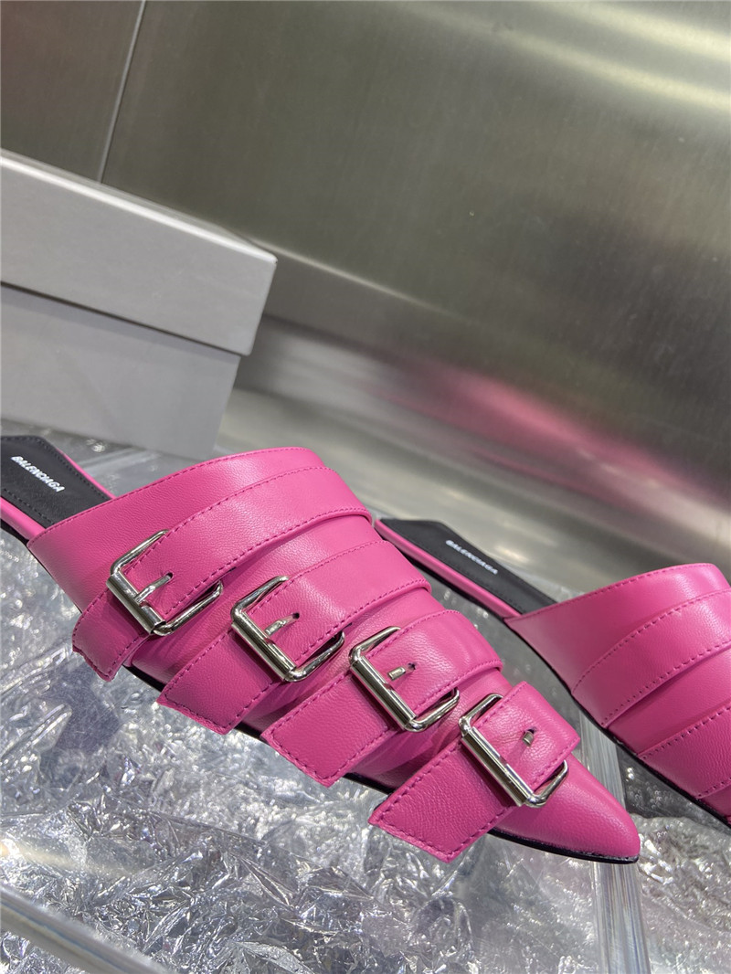 Ba1en*iaga fuchsia belt pointed toe mules