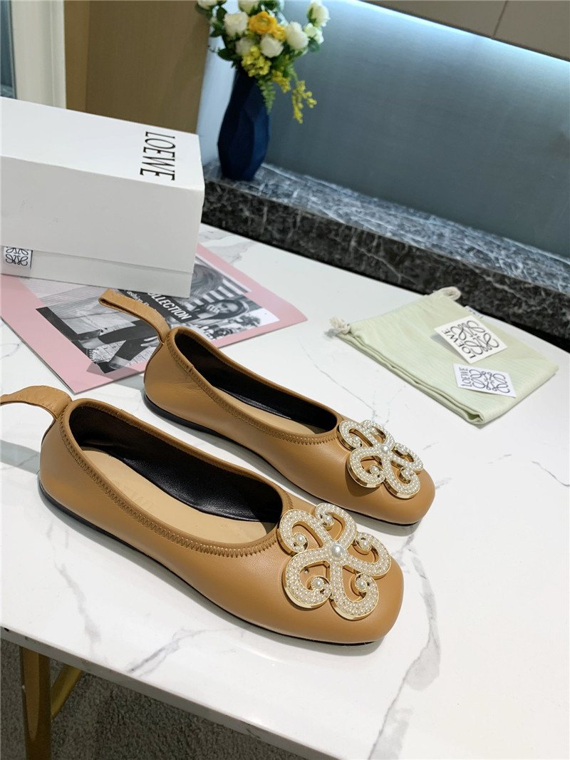 L0ew* floral embellished ballet flats brown