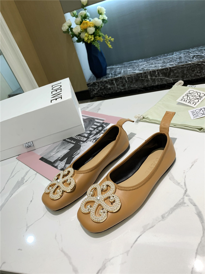 L0ew* floral embellished ballet flats brown