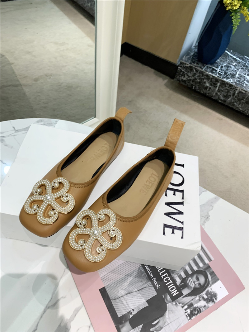 L0ew* floral embellished ballet flats brown