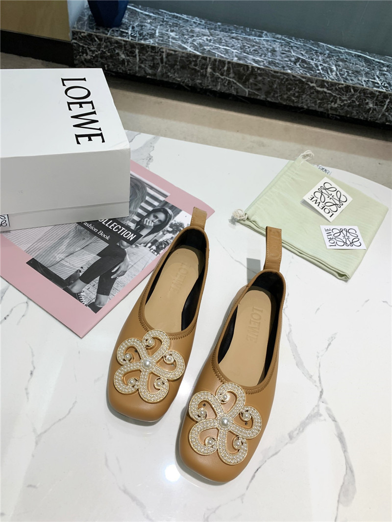 L0ew* floral embellished ballet flats brown