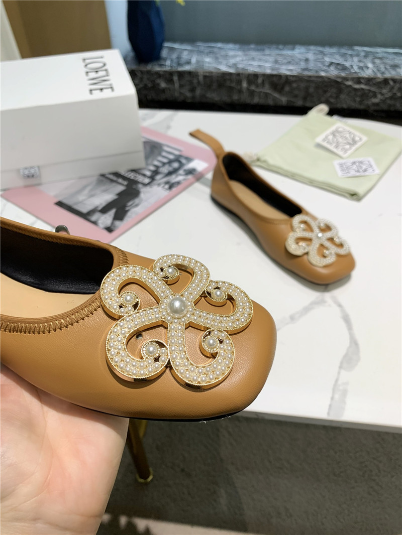 L0ew* floral embellished ballet flats brown