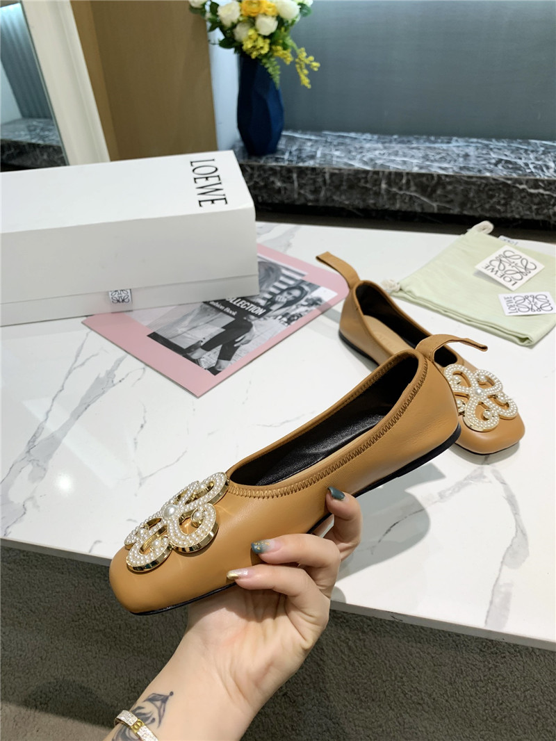 L0ew* floral embellished ballet flats brown