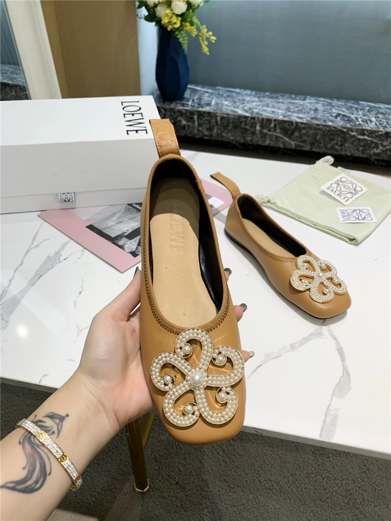 L0ew* floral embellished ballet flats brown