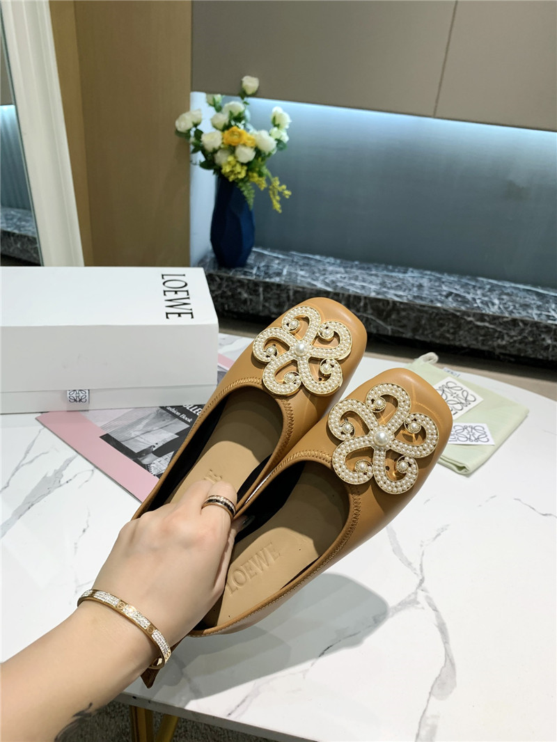 L0ew* floral embellished ballet flats brown