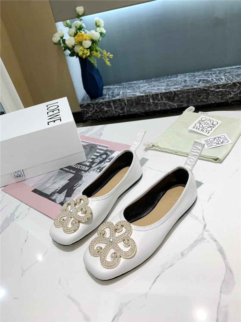 L0ew* floral embellished ballet flats white