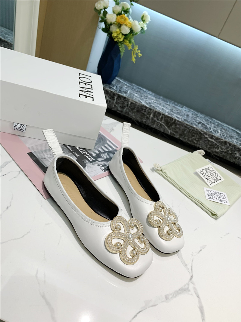 L0ew* floral embellished ballet flats white
