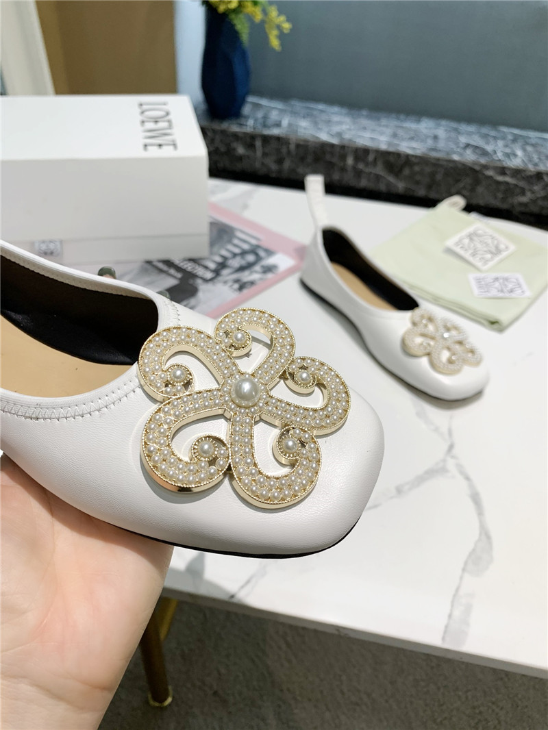 L0ew* floral embellished ballet flats white