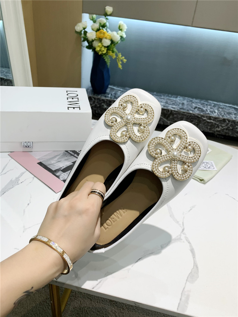 L0ew* floral embellished ballet flats white