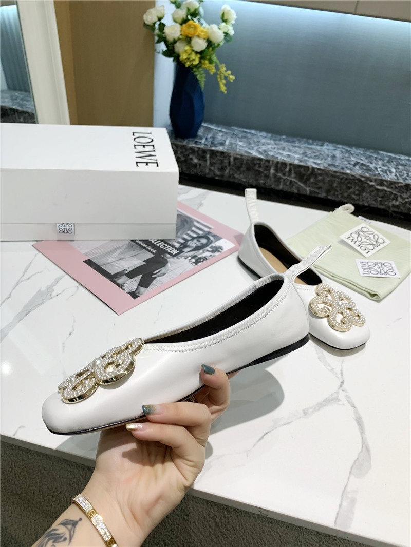 L0ew* floral embellished ballet flats white