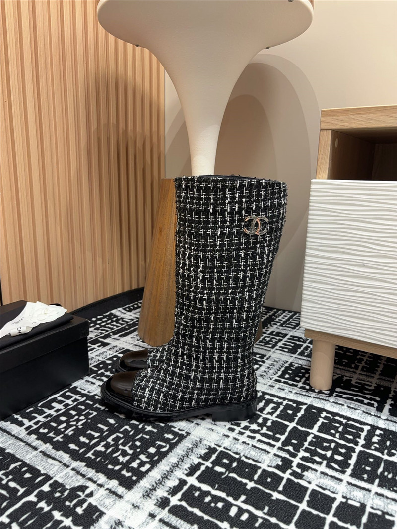 Ch**el tweed high boots
