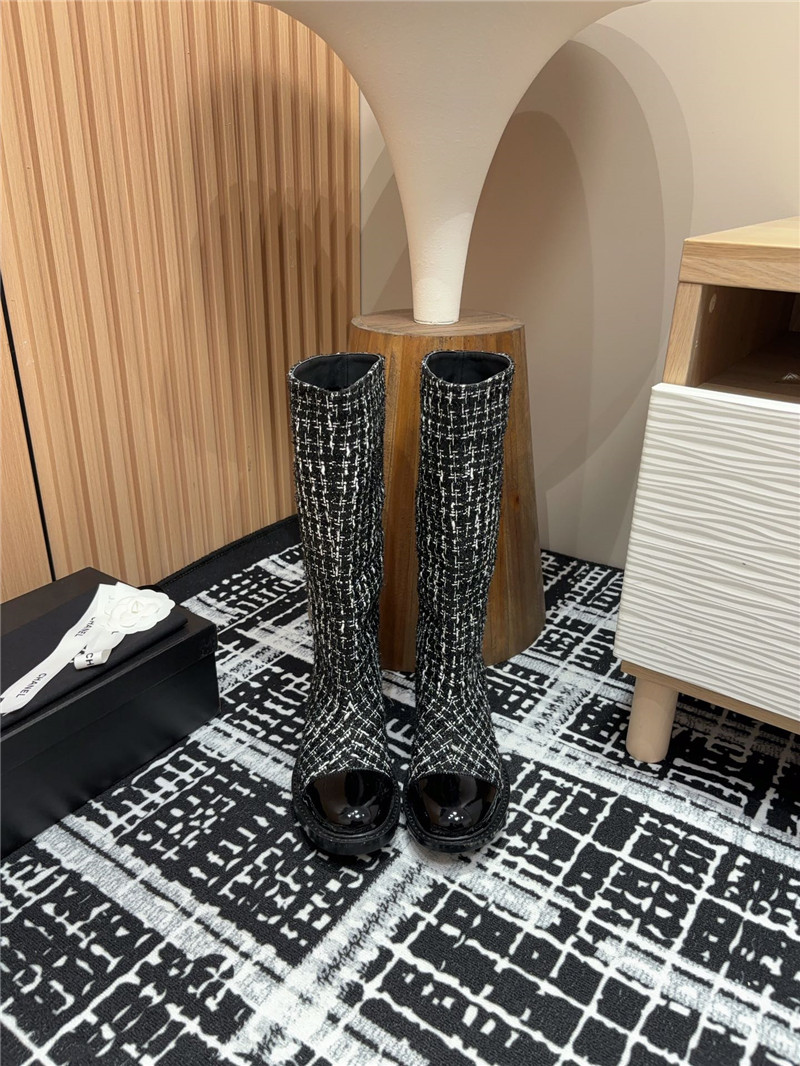 Ch**el tweed high boots
