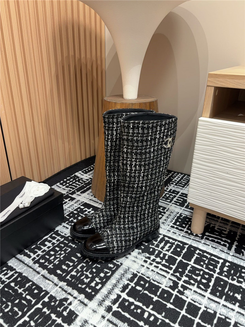 Ch**el tweed high boots