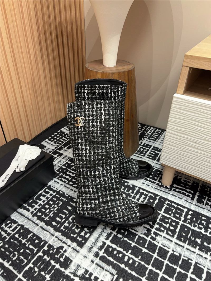 Ch**el tweed high boots