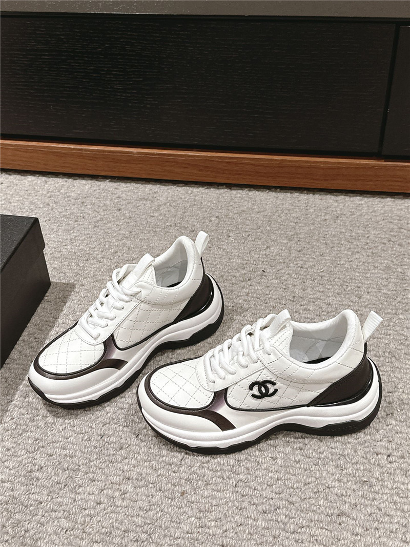 Ch**el logo white calfskin sneakers