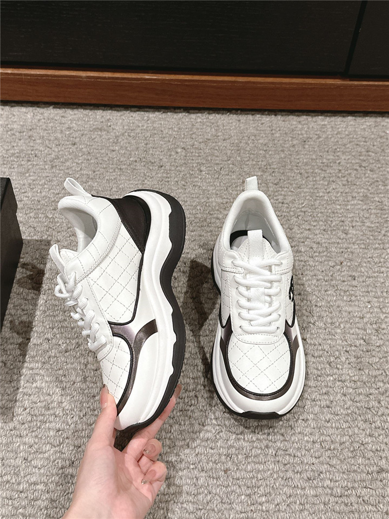 Ch**el logo white calfskin sneakers