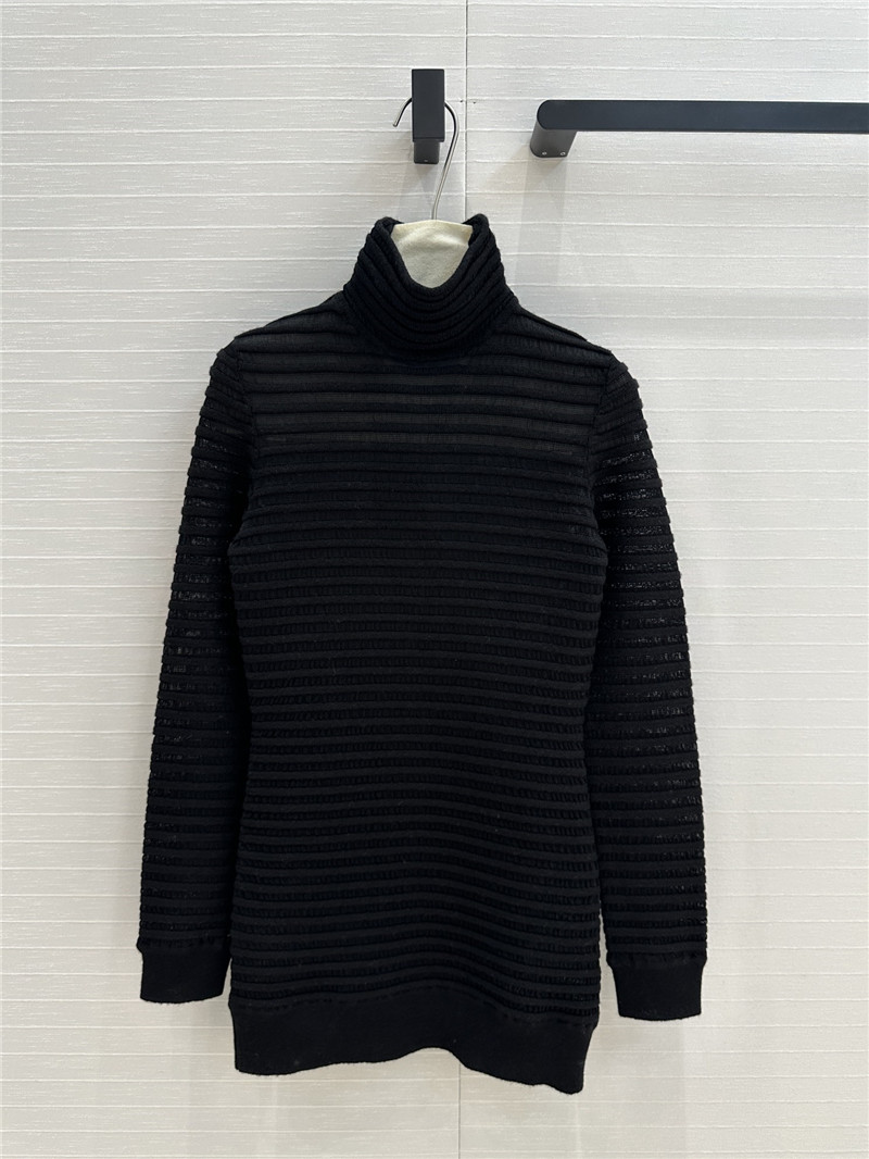 Va1e*ntin0 mock-neck rib knit gown in black