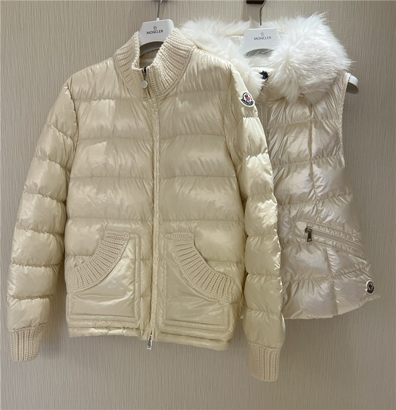 Moncler cream white down jacket