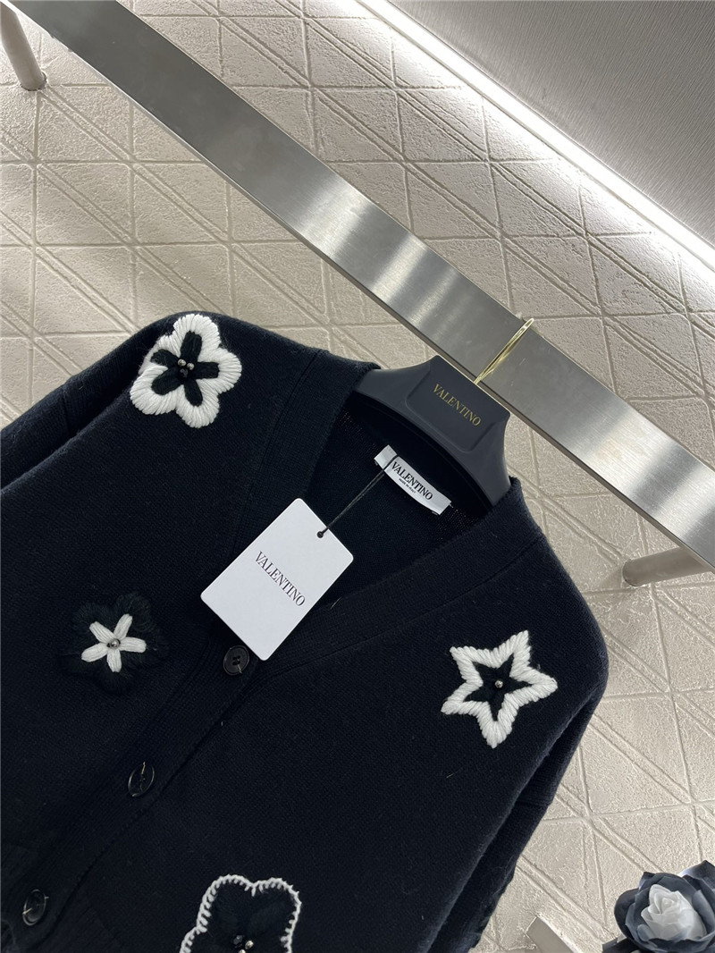 Va1e*ntin0 floral embellished crop cardigan in black