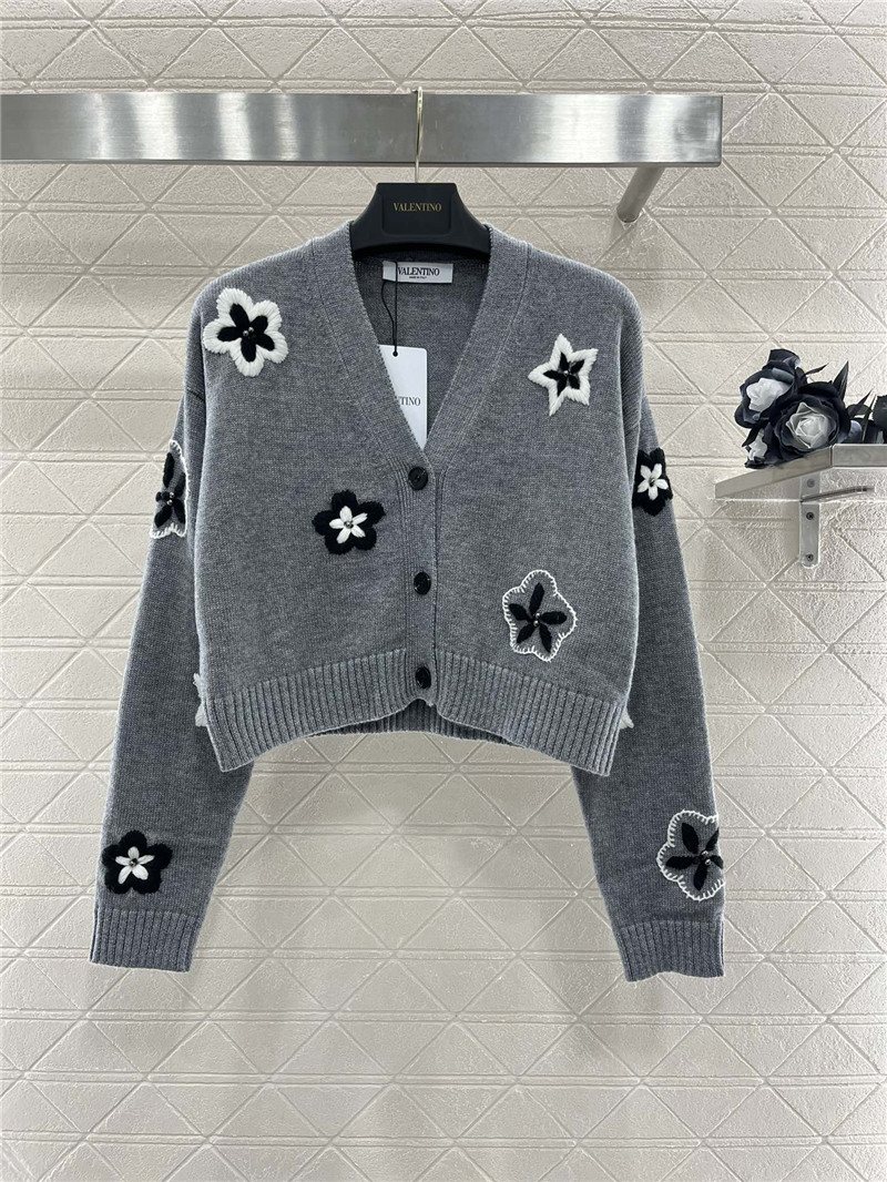 Va1e*ntin0 floral embellished crop cardigan in grey