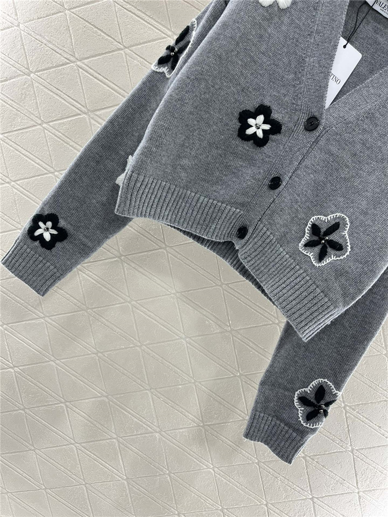 Va1e*ntin0 floral embellished crop cardigan in grey