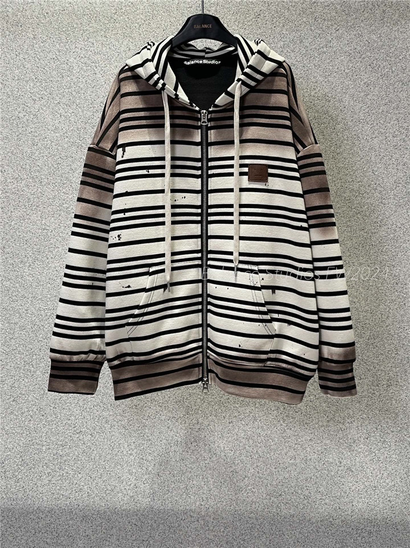 acne studios distressed zip-up sweatshirt