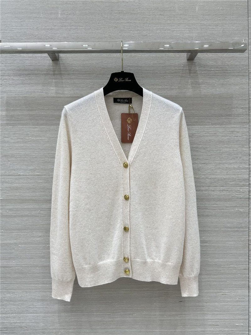 L0r0 P1ana classic baby cashmere cardigan white