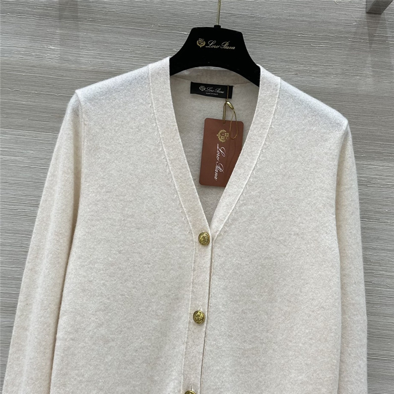 L0r0 P1ana classic baby cashmere cardigan white